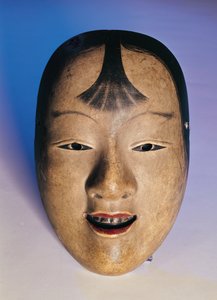 Noh teatermaske av en ung gutt kalt Kasshiki, 1400-1800-tallet (lakkert tre)